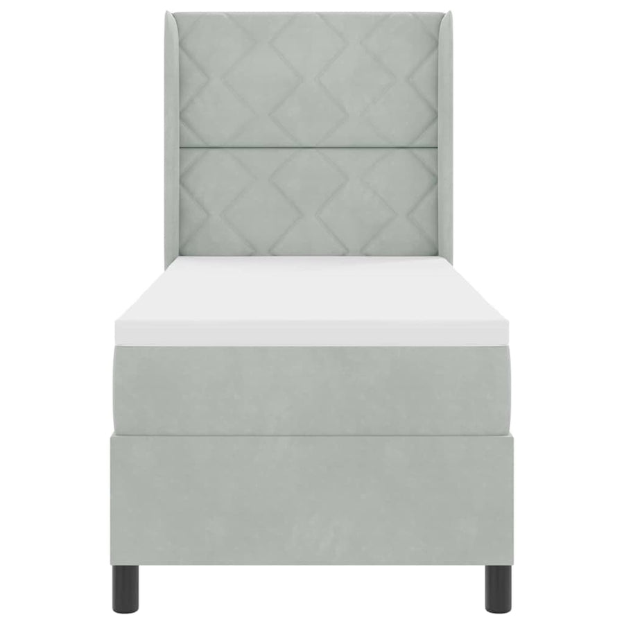 Boxspringbed met hoofdeinde Lichtgrijs 80 x 200 cm Fluweel