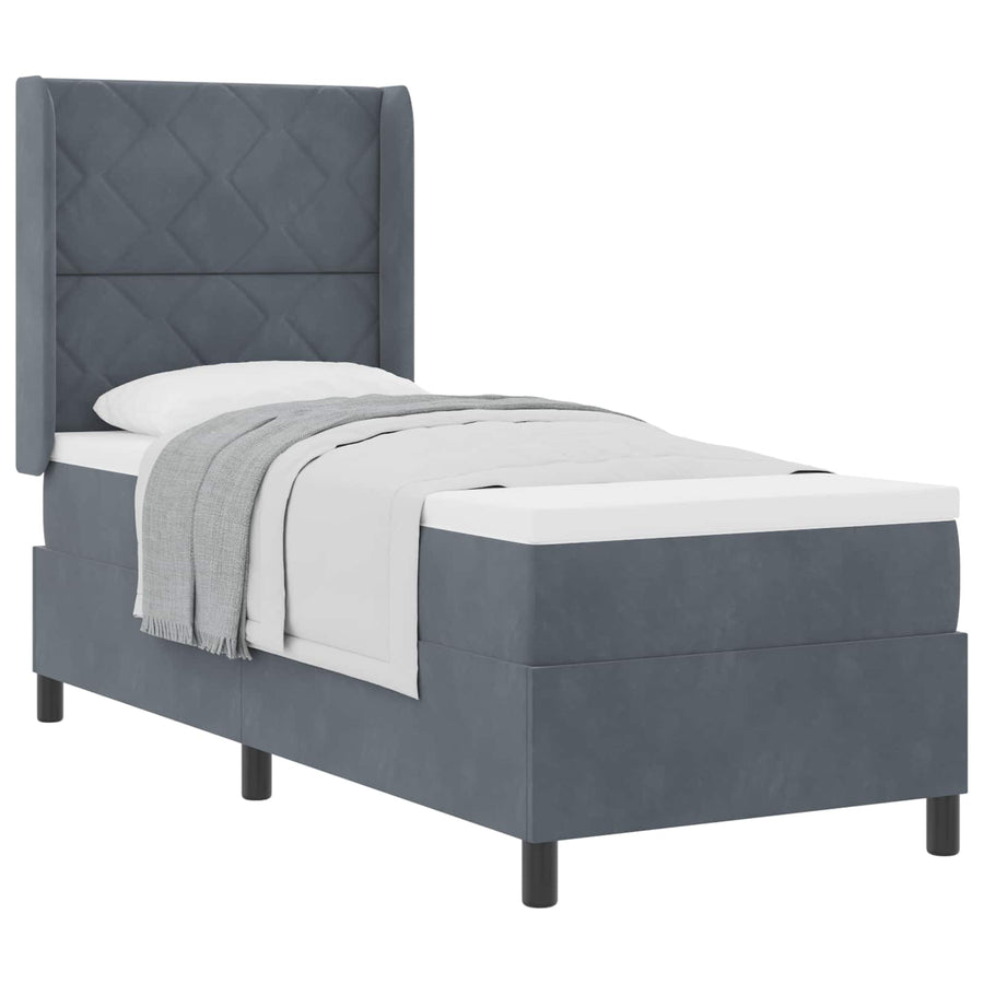 Boxspringbed met hoofdeinde Donkergrijs 80 x 200 cm Fluweel