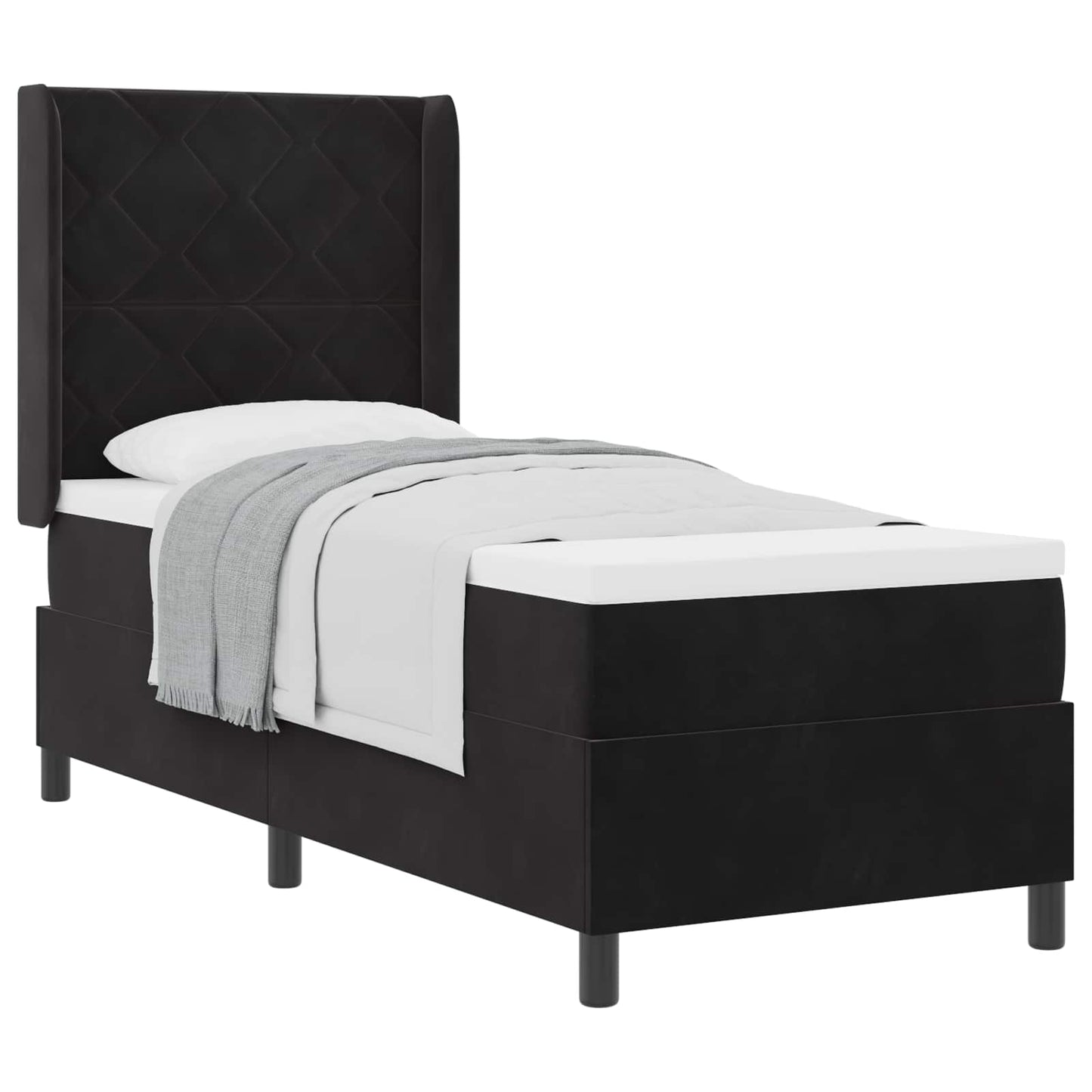 Boxspringbed met hoofdeinde Zwart 80 x 200 cm Fluweel