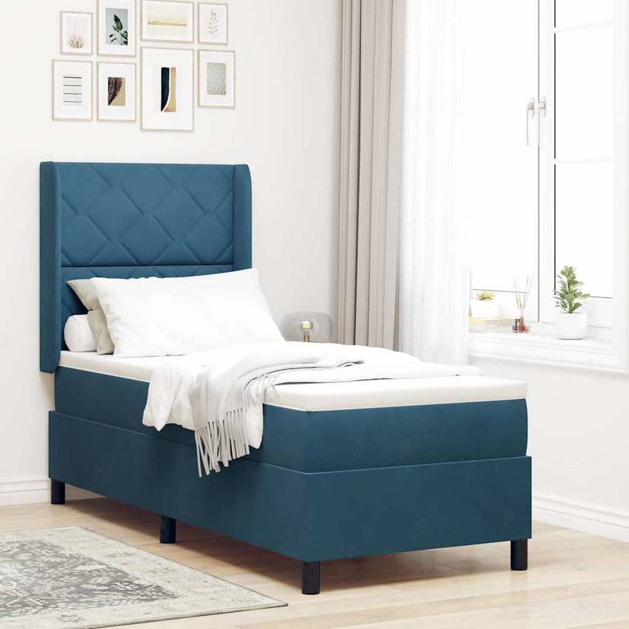 Boxspringbed met hoofdeinde Blauw 80 x 200 cm Fluweel