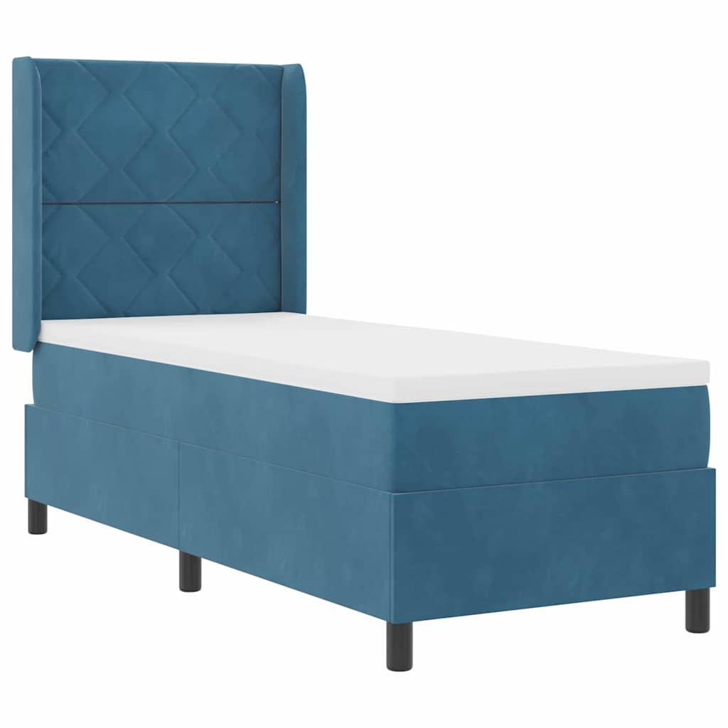 Boxspringbed met hoofdeinde Blauw 80 x 200 cm Fluweel