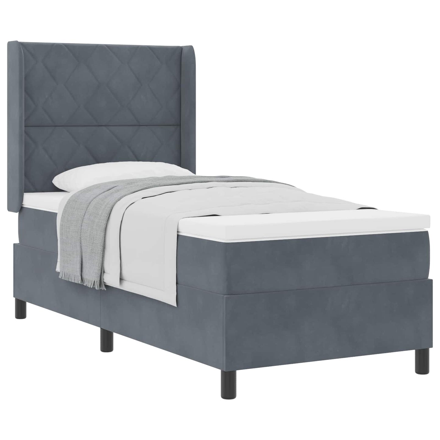 Boxspringbed met hoofdeinde Donkergrijs 90 x 200 cm Fluweel