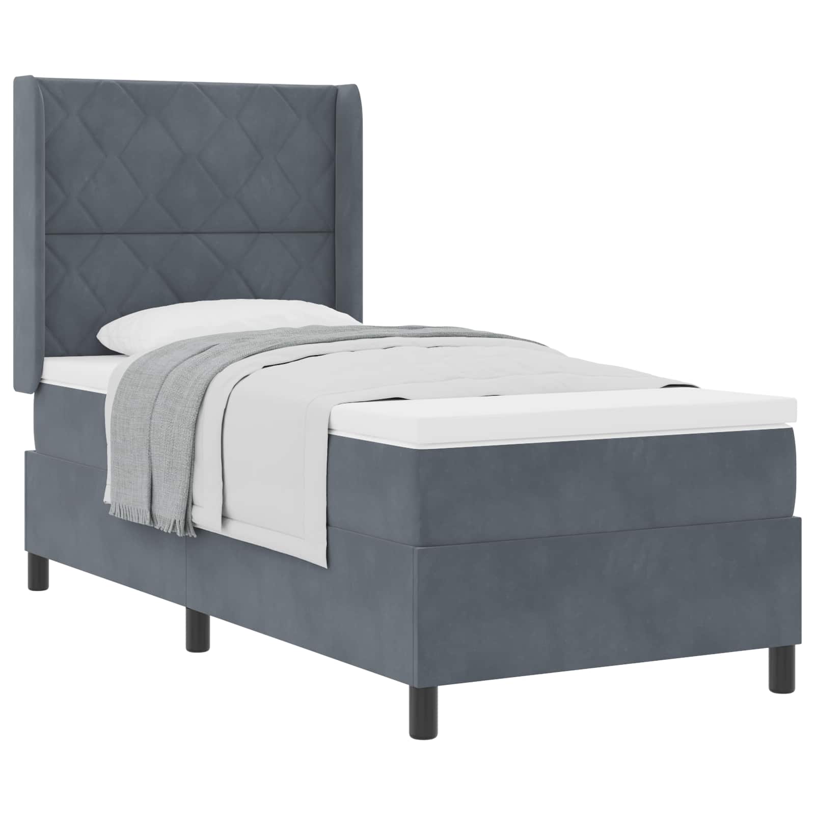 Boxspringbed met hoofdeinde Donkergrijs 90 x 200 cm Fluweel