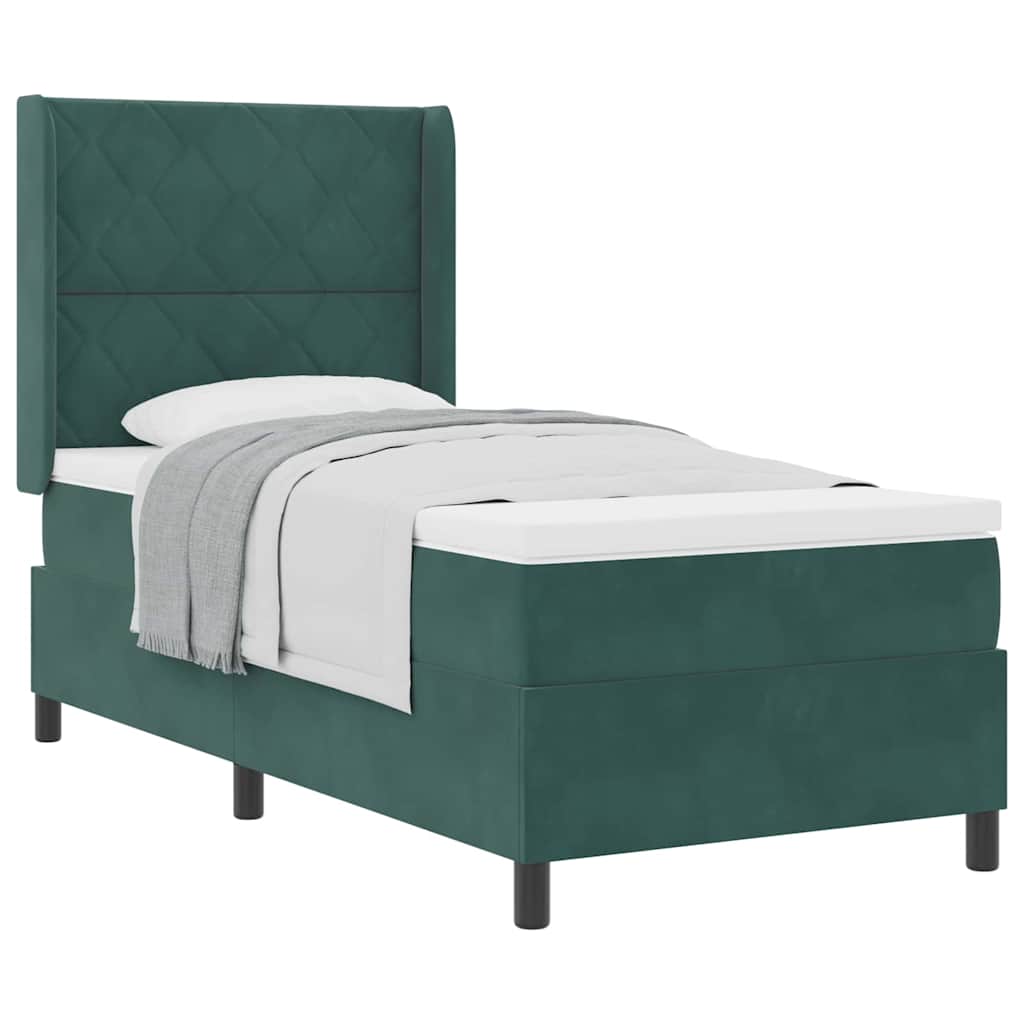 Boxspringbed Met Hoofdeinde Fluweel Donkergroen 90 x 200 cm