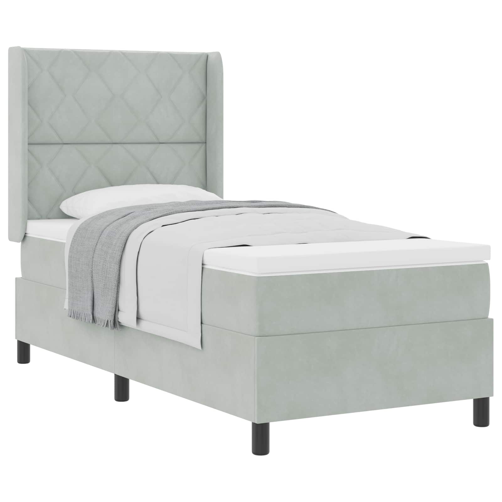 Boxspringbed met hoofdeinde Lichtgrijs 100 x 200 cm Fluweel