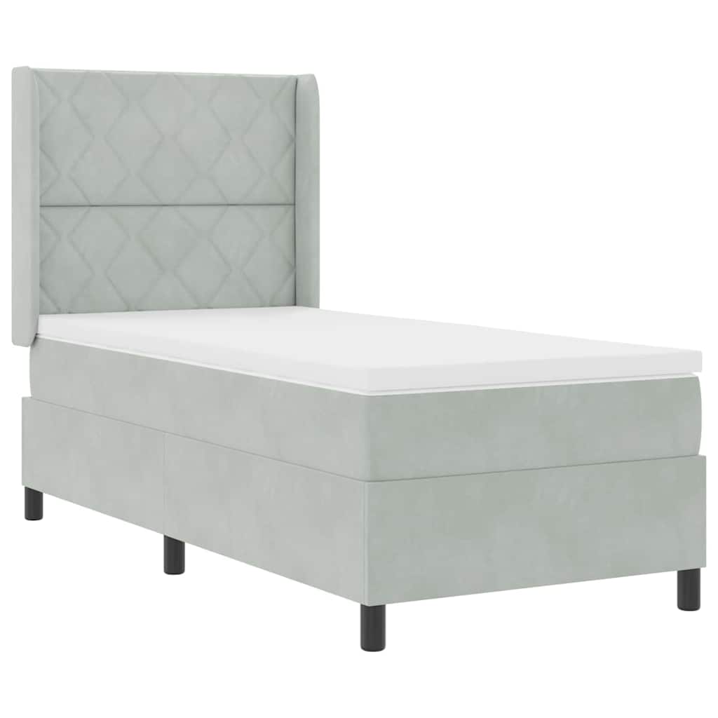 Boxspringbed met hoofdeinde Lichtgrijs 100 x 200 cm Fluweel