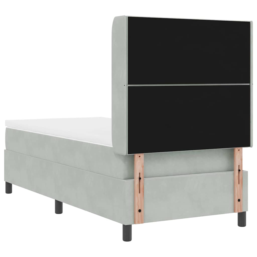 Boxspringbed met hoofdeinde Lichtgrijs 100 x 200 cm Fluweel