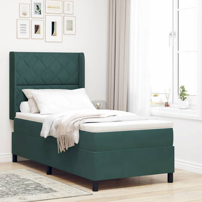 Boxspringbed met hoofdeinde Donkergroen 100 x 200 cm Fluweel