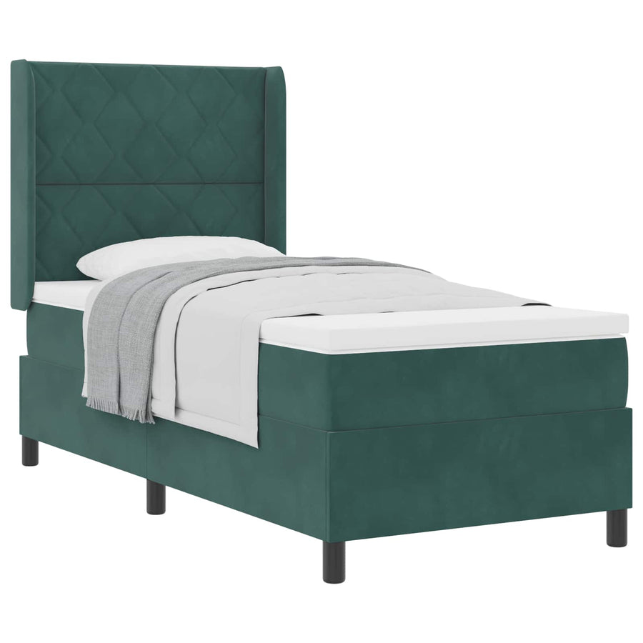 Boxspringbed met hoofdeinde Donkergroen 100 x 200 cm Fluweel