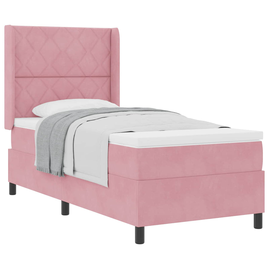 Boxspringbed met hoofdeinde Roze 100 x 200 cm Fluweel