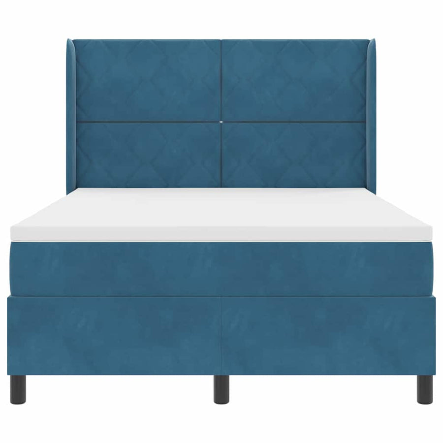 Boxspringbed met hoofdeinde Blauw 140 x 190 cm Fluweel