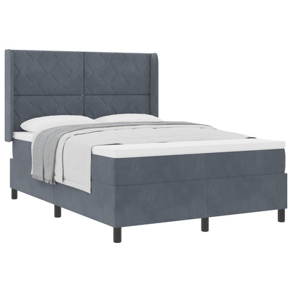 Boxspringbed met hoofdeinde Donkergrijs 140 x 200 cm Fluweel