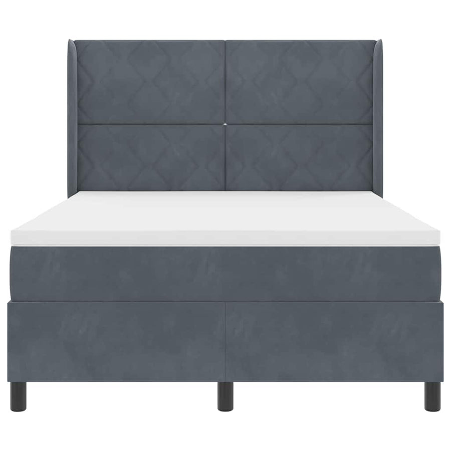 Boxspringbed met hoofdeinde Donkergrijs 140 x 200 cm Fluweel