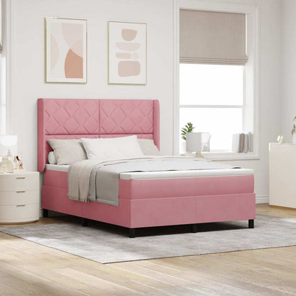 Boxspringbed met hoofdeinde Roze 140 x 200 cm Fluweel
