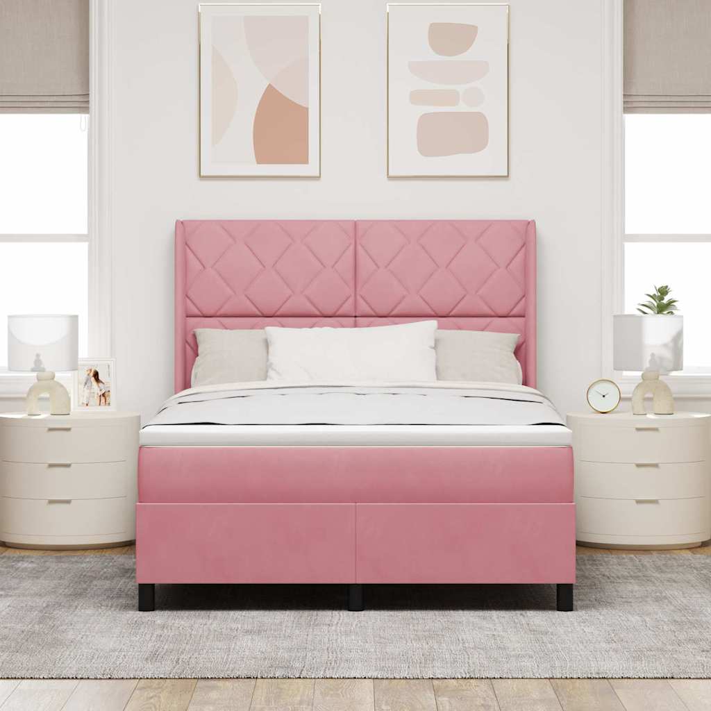 Boxspringbed met hoofdeinde Roze 140 x 200 cm Fluweel
