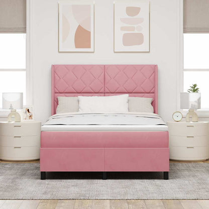 Boxspringbed met hoofdeinde Roze 140 x 200 cm Fluweel