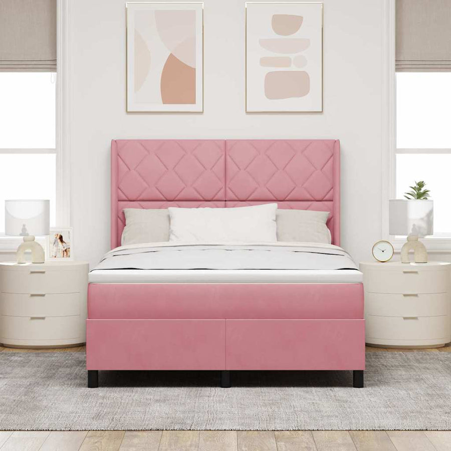 Boxspringbed met hoofdeinde Roze 140 x 200 cm Fluweel