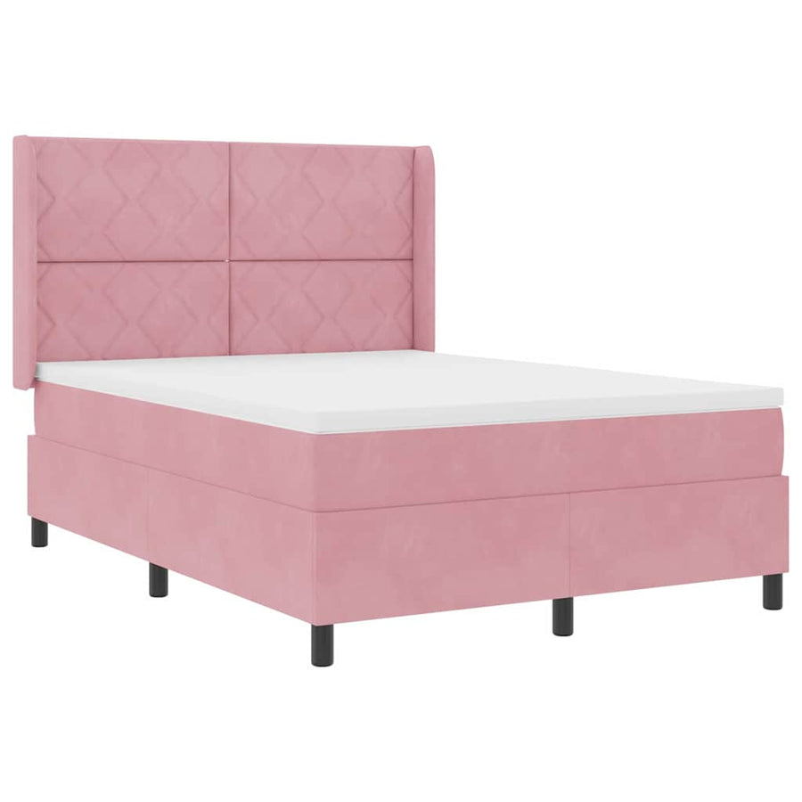 Boxspringbed met hoofdeinde Roze 140 x 200 cm Fluweel