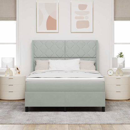 Boxspringbed met hoofdeinde Lichtgrijs 160 x 200 cm Fluweel