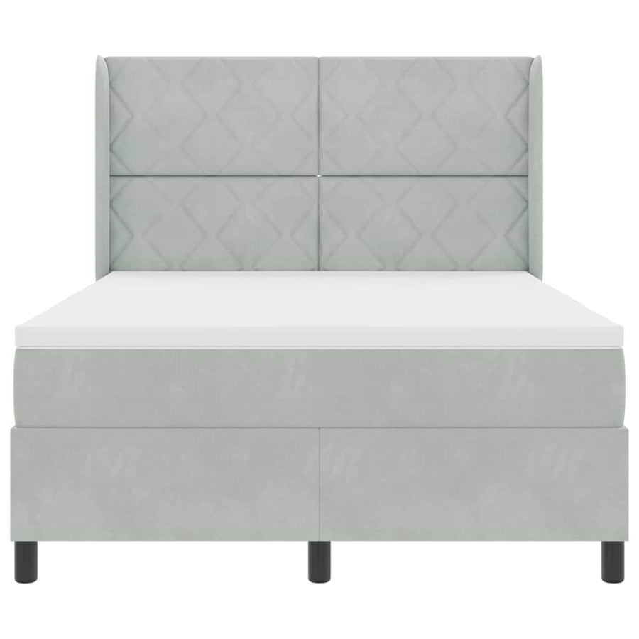 Boxspringbed met hoofdeinde Lichtgrijs 160 x 200 cm Fluweel