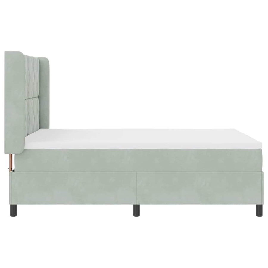 Boxspringbed met hoofdeinde Lichtgrijs 160 x 200 cm Fluweel
