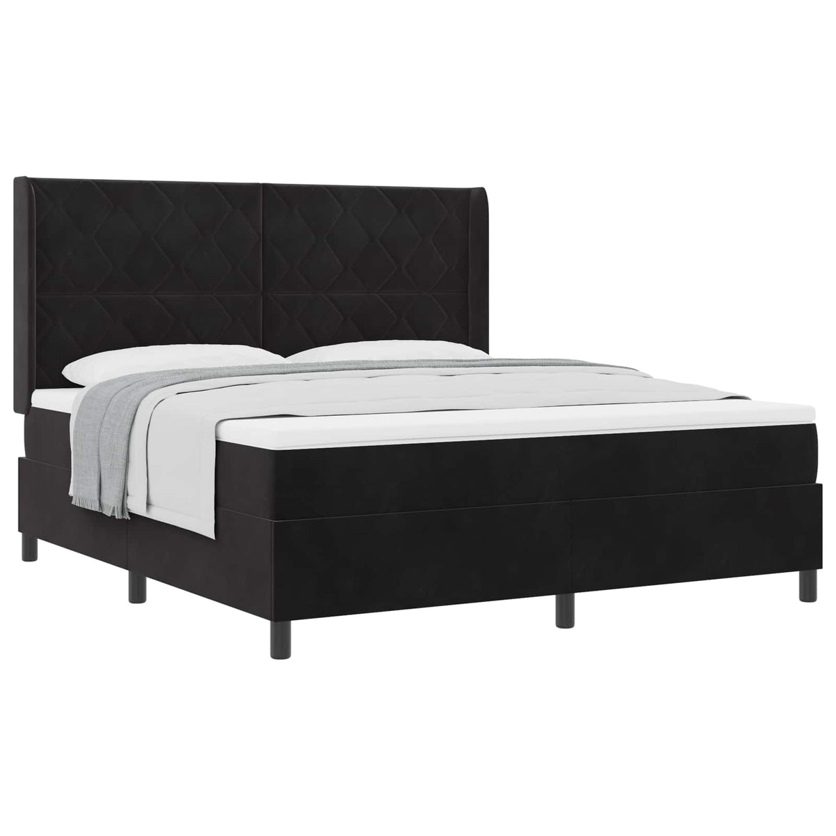 Boxspringbed met hoofdeinde Zwart 180 x 200 cm Fluweel