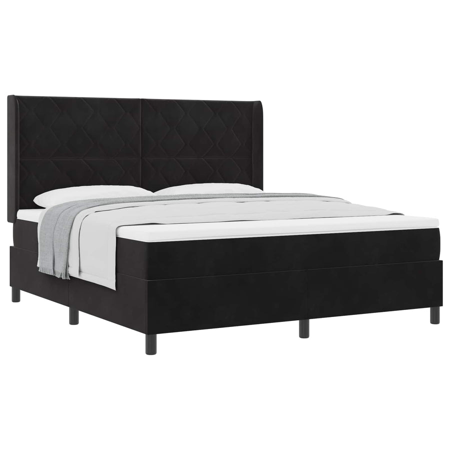 Boxspringbed met hoofdeinde Zwart 180 x 200 cm Fluweel