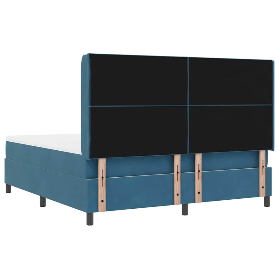 Boxspringbed Met Matras Blauw Fluweel Donkerblauw 180 x 200 cm
