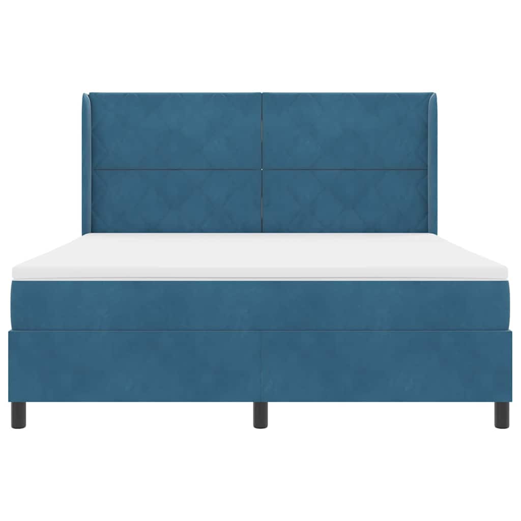 Boxspringbed Met Matras Blauw Fluweel Donkerblauw 180 x 200 cm