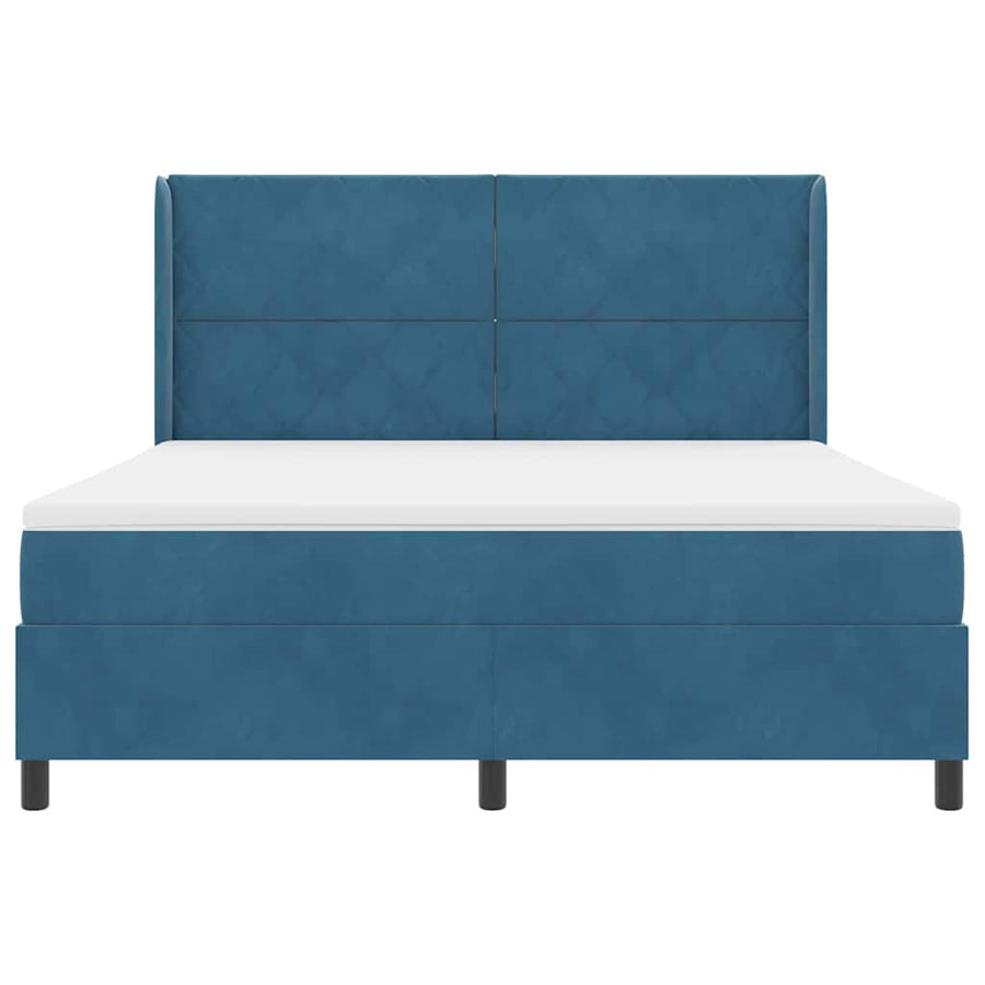 Boxspringbed Met Matras Blauw Fluweel Donkerblauw 180 x 200 cm