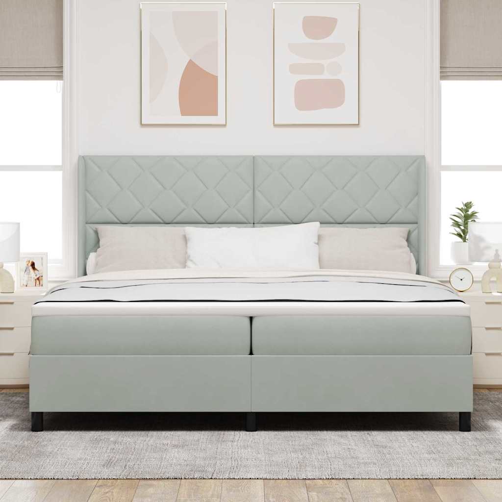 Boxspringbed met hoofdeinde Lichtgrijs 200 x 200 cm Fluweel