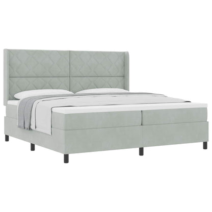 Boxspringbed met hoofdeinde Lichtgrijs 200 x 200 cm Fluweel