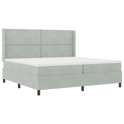 Boxspringbed met hoofdeinde Lichtgrijs 200 x 200 cm Fluweel