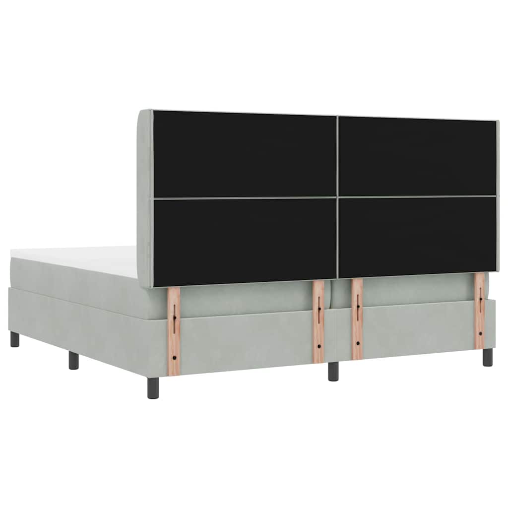 Boxspringbed met hoofdeinde Lichtgrijs 200 x 200 cm Fluweel