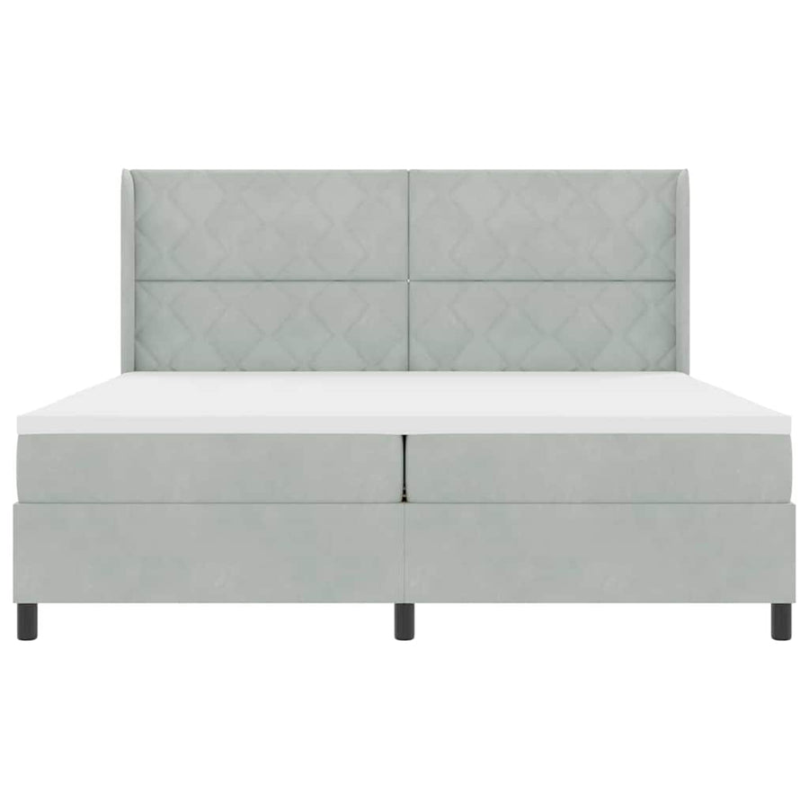 Boxspringbed met hoofdeinde Lichtgrijs 200 x 200 cm Fluweel