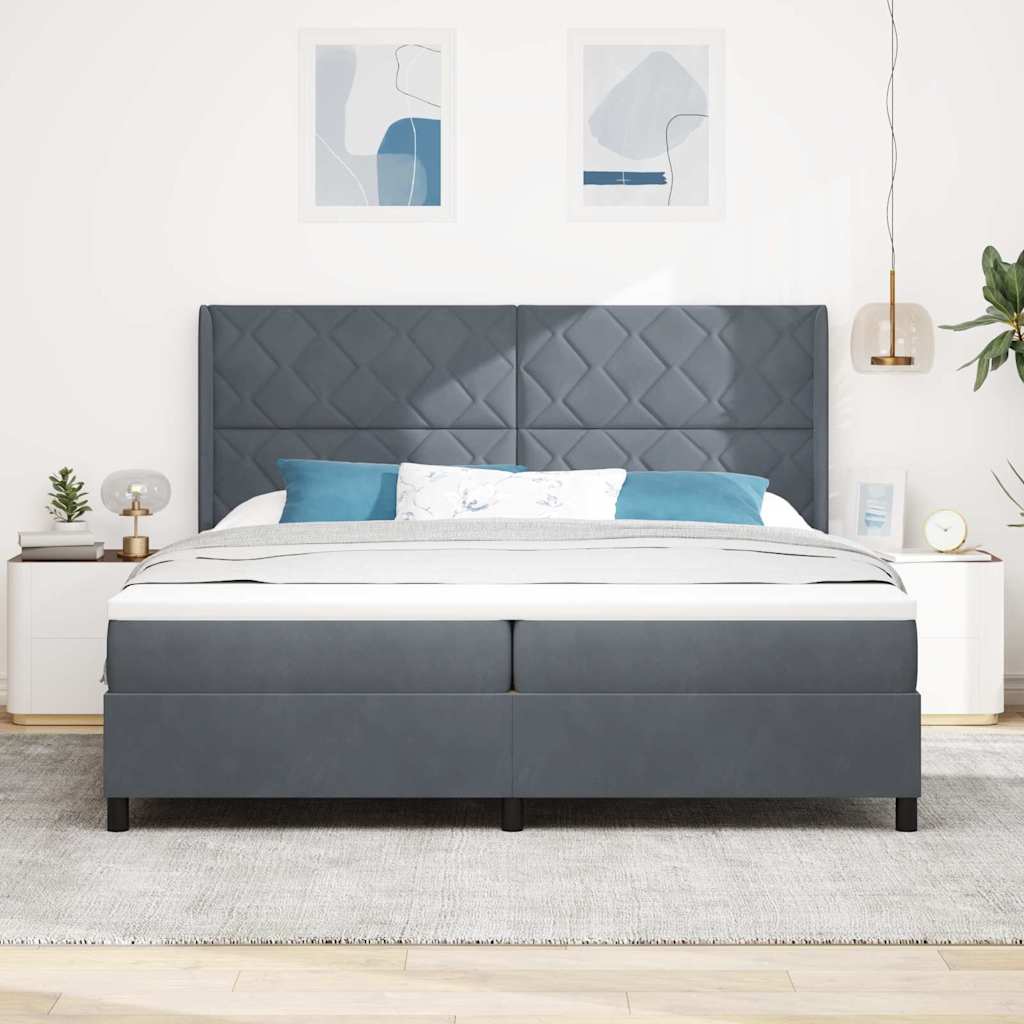 Boxspringbed met hoofdeinde Donkergrijs 200 x 200 cm Fluweel