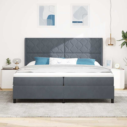 Boxspringbed met hoofdeinde Donkergrijs 200 x 200 cm Fluweel