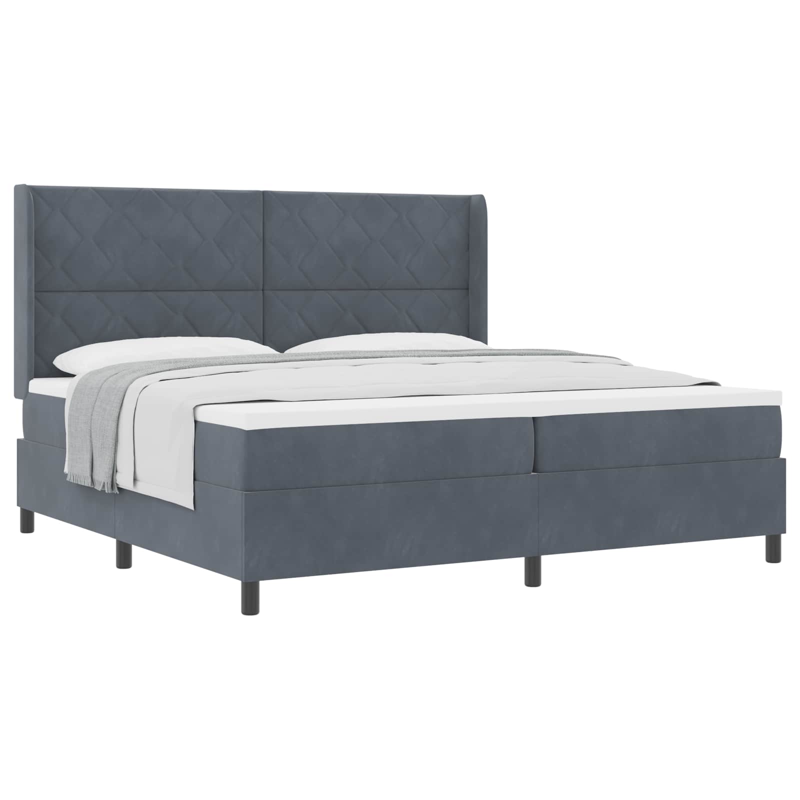 Boxspringbed met hoofdeinde Donkergrijs 200 x 200 cm Fluweel