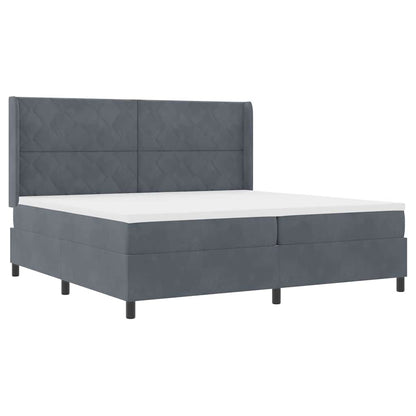 Boxspringbed met hoofdeinde Donkergrijs 200 x 200 cm Fluweel