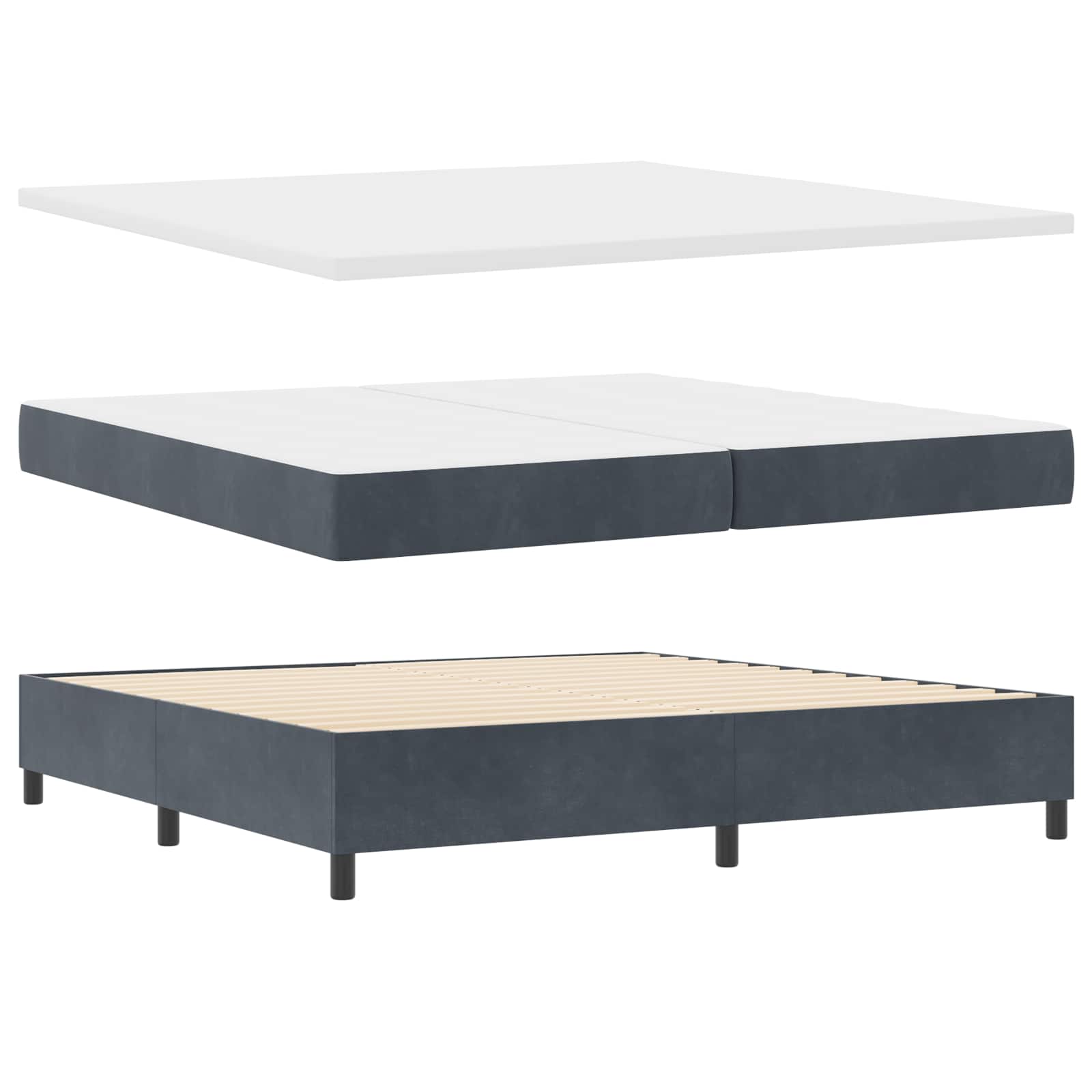 Boxspringbed met hoofdeinde Donkergrijs 200 x 200 cm Fluweel