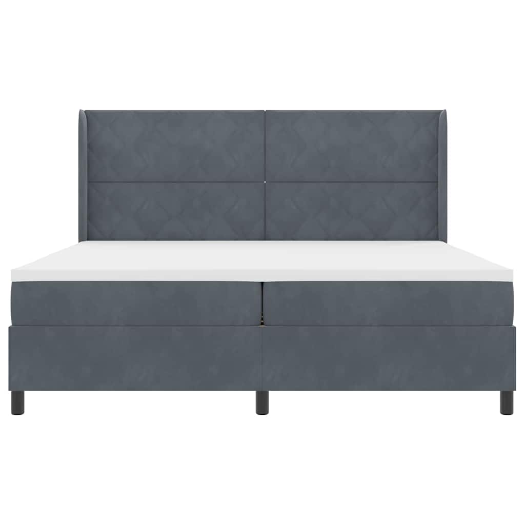 Boxspringbed met hoofdeinde Donkergrijs 200 x 200 cm Fluweel