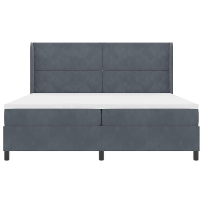 Boxspringbed met hoofdeinde Donkergrijs 200 x 200 cm Fluweel