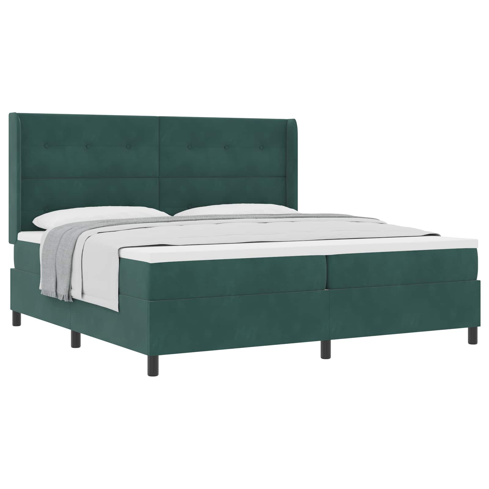 Boxspringbed met hoofdeinde Donkergroen 200 x 200 cm Fluweel