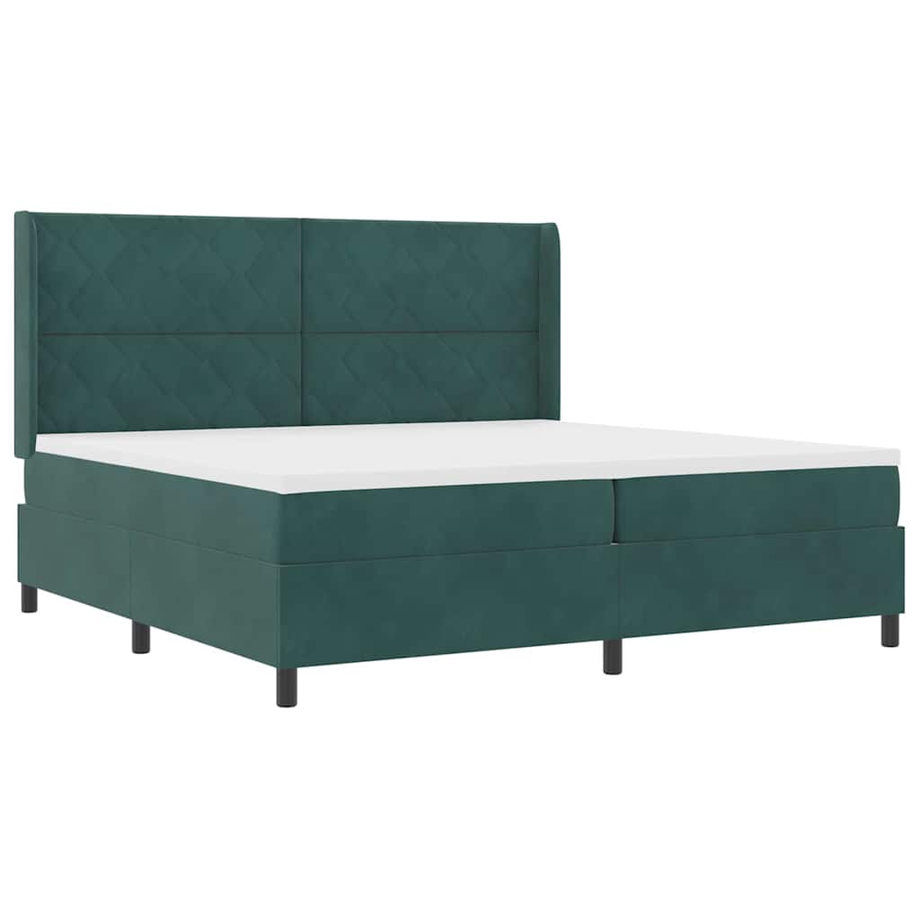 Boxspringbed met hoofdeinde Donkergroen 200 x 200 cm Fluweel