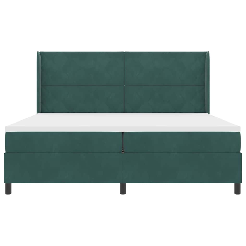 Boxspringbed met hoofdeinde Donkergroen 200 x 200 cm Fluweel