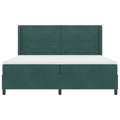 Boxspringbed met hoofdeinde Donkergroen 200 x 200 cm Fluweel