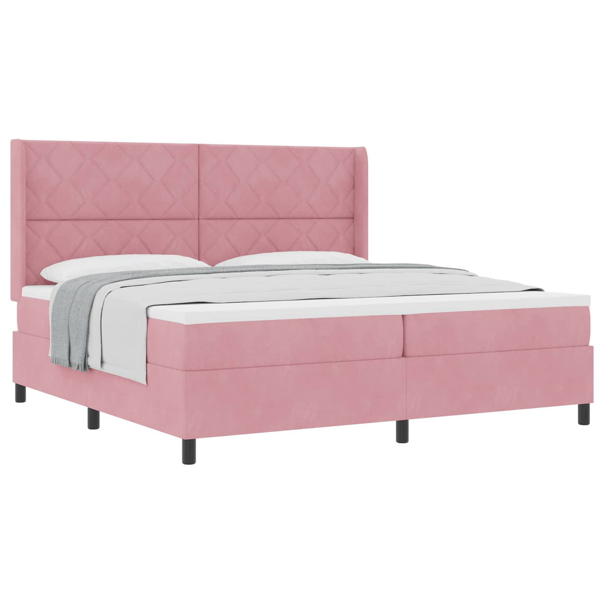 Boxspringbed met hoofdeinde Roze 200 x 200 cm Fluweel