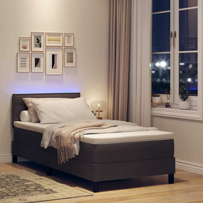 Boxspring bed met matras met LED Donkerbruin 80 x 200 cm Stof
