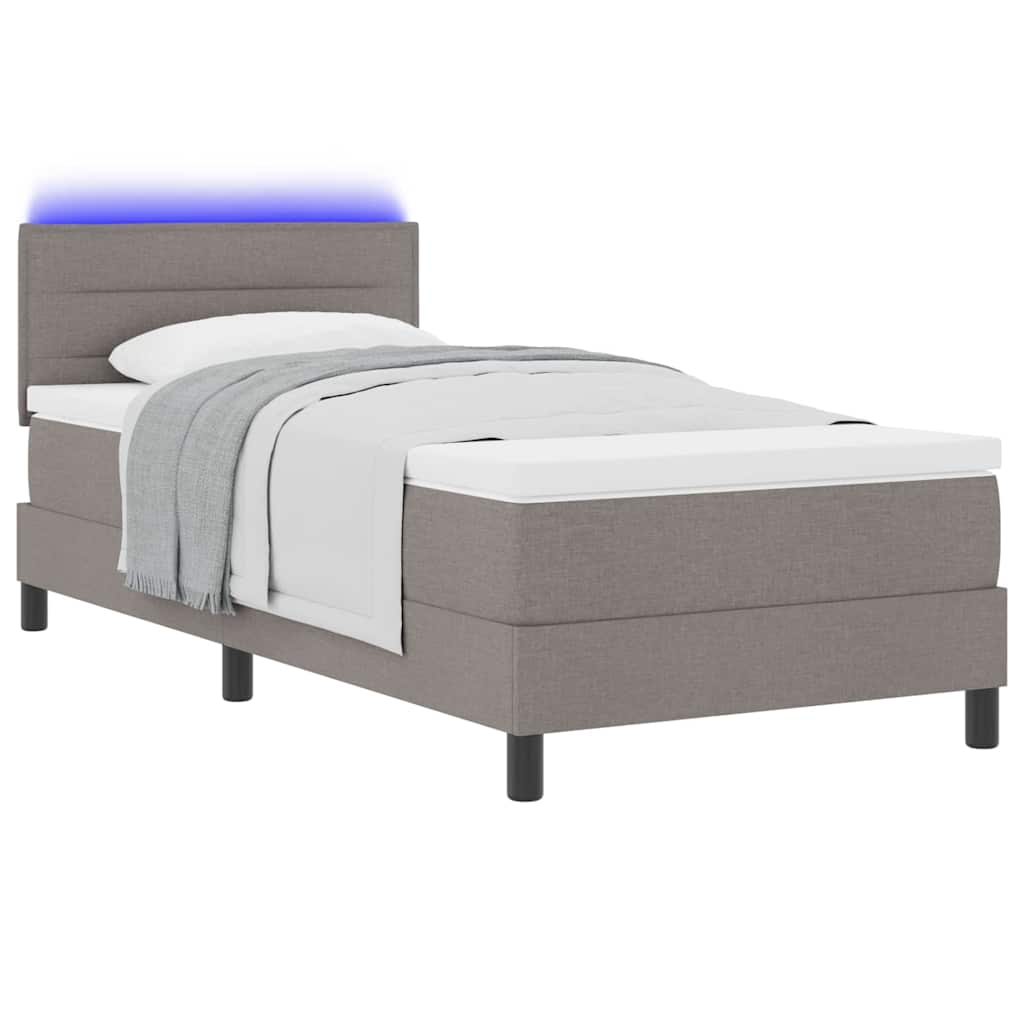 Boxspring bed met LED-stripverlichting Taupe 90 x 190 cm Stof