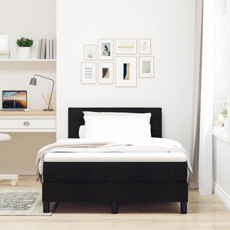 Boxspring bed met matras met hoofdeinde Zwart 120 x 190 cm Stof